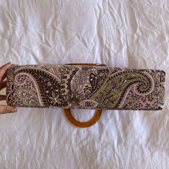 Vintage Paisley Handbag  w/ Tortoise Handles - Picture 5 of 7